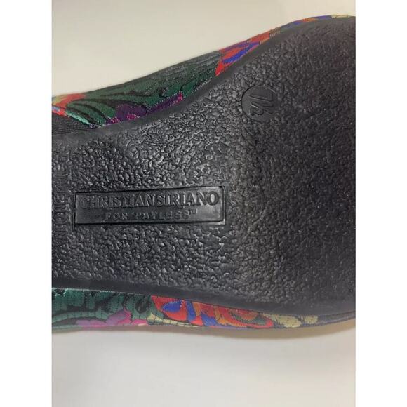 Christian Siriano Mule Heels Shoes Open Toe Paisley Sz 7.5 VTG Boho Folk Floral - Picture 5 of 6